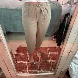 Zara Casual Tan Drawstring Pants